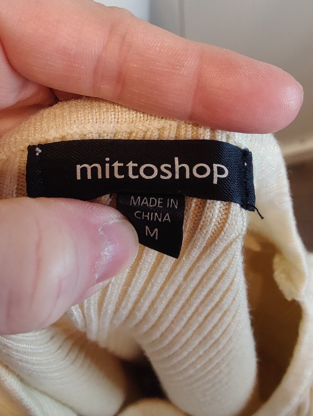 Mittoshop Cream Ribbed Cutout Long Sleeve Sweater Top Size M NWOT - Picture 5 of 6